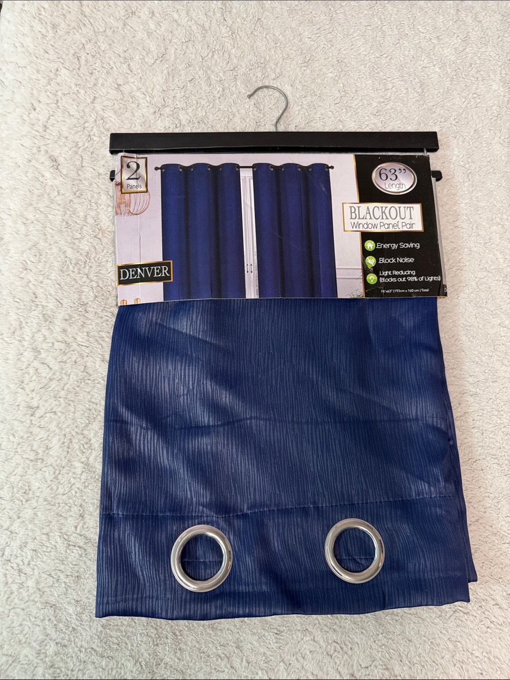 Navy Blue Blackout Grommet Window Panel Pair